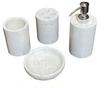 Plain White Marble Bathroom Set