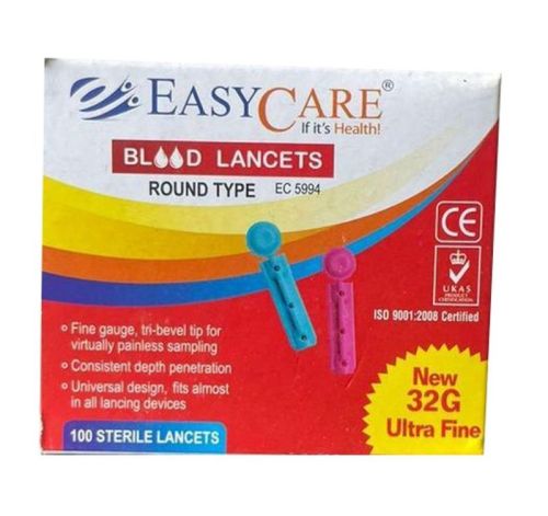 Plastic Easycare Blood Lancets, For Industrial Sector, Medical, Pharmaceutical, Packaging Size : 25 Strips/Set