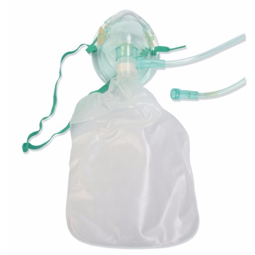 Plain PVC High Concentration Oxygen Mask, For Clinical Use, Hospital Use, Size : Adult