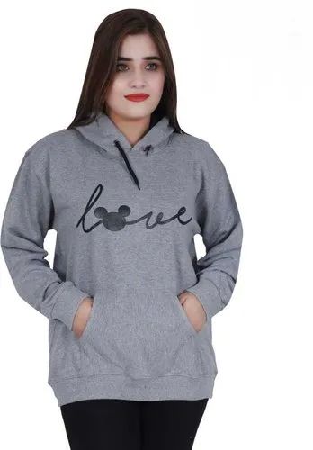 Full Sleeve Ladies Woolen Hoodies, Size : Medium