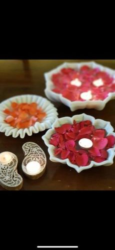 Round White Marble Urli, For Decoration