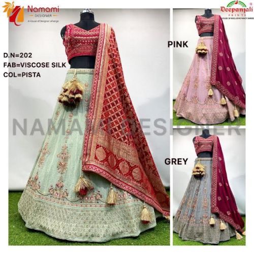 Viscose Silk Pista Lehenga Choli, Size : Free Size