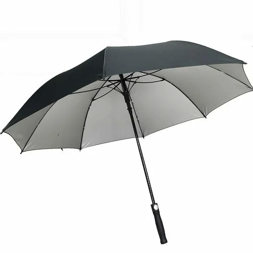 24 Inch Black Silver Two Fold Umbrella