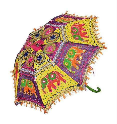 Cotton Printed Handcrafted Jaipuri Umbrella, For Protection From Sunlight, Feature : Colorful Pattern