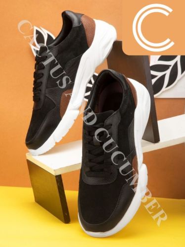 Mens Black Casual Leather Shoes, Size : UK / India 6 - UK / India 11