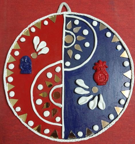 Multi Color Lippan Art Round Paintings, For Wall Decoration, Technique : Handmade