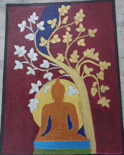 Multi Color Thai Art Lord Buddha Paintings, For Wall Decoration, Pooja Room Decoration, Style : Abstract