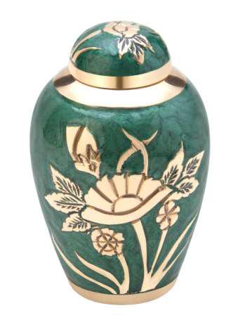 Multi Colour Round Engraved Polished RA-T1101 Brass Token Urn, For Cremation, Packaging Type : Carton Box