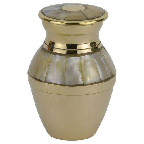 Polished RA-T1106 Brass Token Urn, For Cremation, Feature : Attractive Designs, Seamless Finish, Shiny