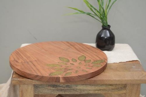 Brown The Gold Fusion Wooden Cheese Board, For Kitchen, Size : 30x30x2cm