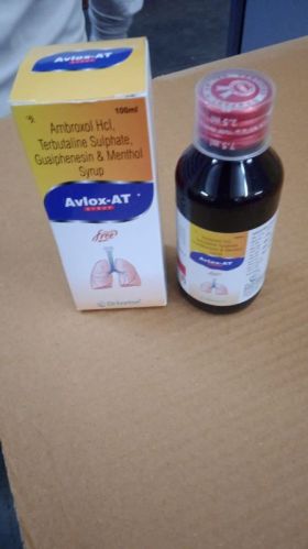 Brown Liquid Avlox-at Syrup, For Pharmaceutical Industry, Taste : Sweet