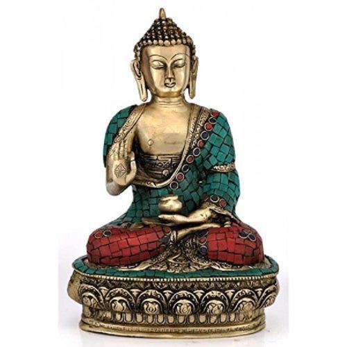 Golden Printed Brass Budha Statue, For Home, Office, Shop