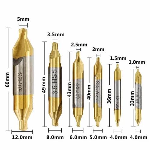 10-20gm Polished Metal HSS Center Drill Bits, For Ore Mining, Mining, Tunneling, Size : All Sizes