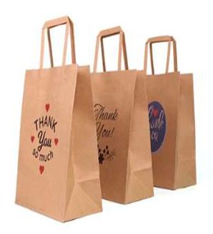 Printed Flat Handle Paper Bag, Feature : Recyclable, Easy To Carry, Durable