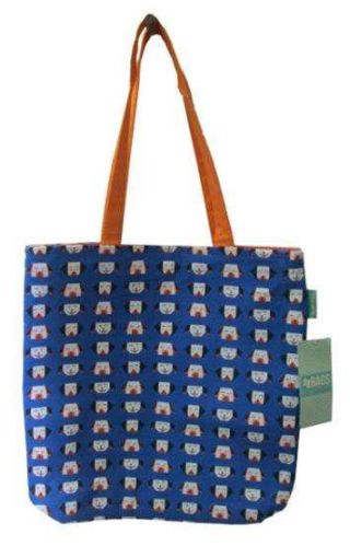 Blue Printed Cotton Carry Bag, Size : 13X14 Inch