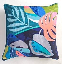 Square Leaves Printed Cotton Cushion Cover, For Sofa, Bed, Chairs, Size : 50X50 Cm