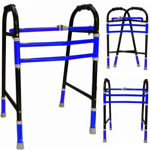 Polished Iron Folding Adjustable Walker