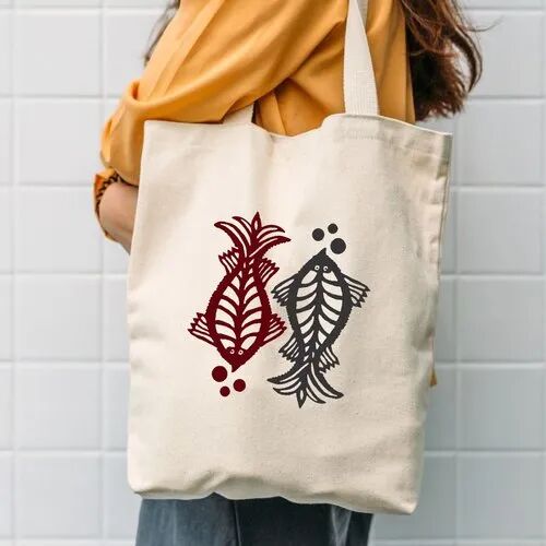 Creamy Printed Canvas Bag, For Shopping, Feature : Light Weight, Easy To Carry