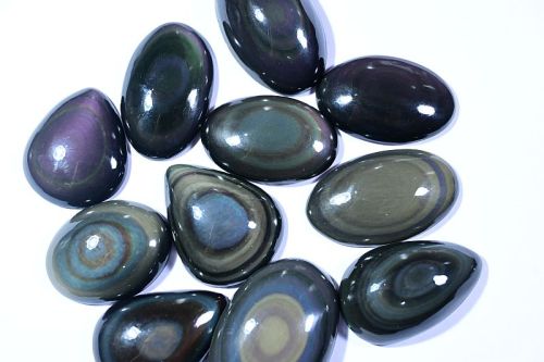 Polished Natural Rainbow Obsidian Gemstone, For Jewellery, Feature : Colorful Pattern, Durable, Shiny Looks