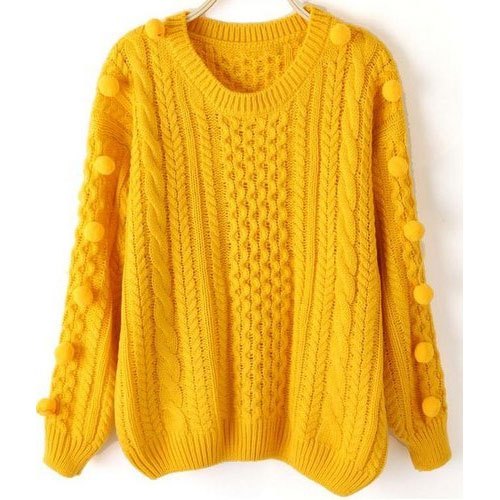 Ladies Woolen Sweater, Neck Style : Round Neck