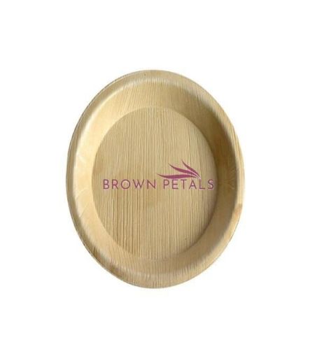 Light Brown 8 Inch Round Areca Leaf Plate, For Serving Food