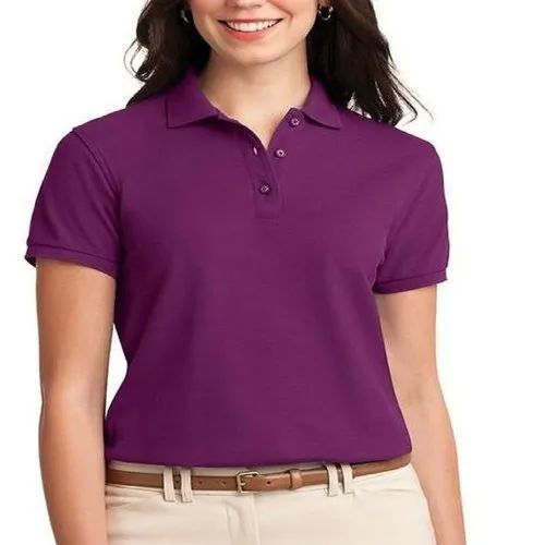 Crimp Ladies Plain Cotton Polo T-shirt XL