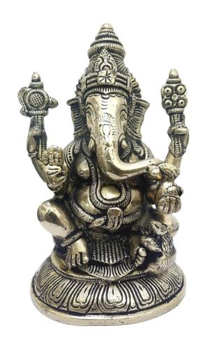 Ganeshaantique2 Brass Ganesha Idol, For Worship, Temple, Interior Decor, Office, Home, Gifting, Garden