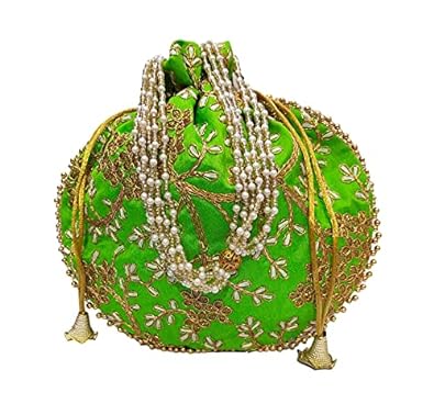 Athizay Plain Polyester lgreen1ath Fabric Potli Bag, Technics : Attractive Pattern, Handloom, Washed