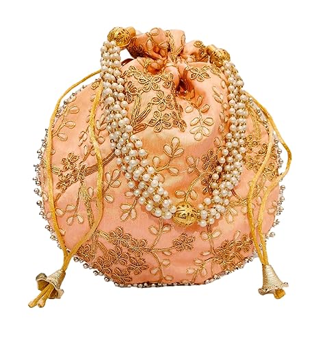 Polyester Plain Lightpeach11ath Fabric Potli Bag, Technics : Attractive Pattern, Handloom, Washed