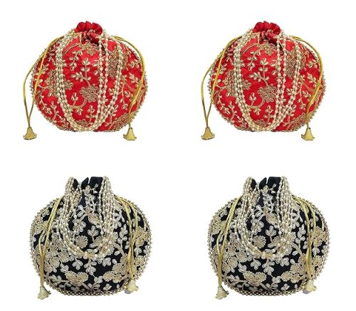 Multicolor Athizay Plain Polyester Ptlcombo406 Potli Bags, Technics : Attractive Pattern, Handloom, Washed