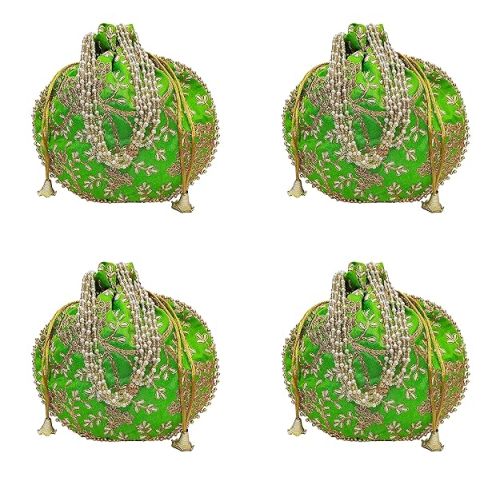 Ptlcombo413 Light Green Potli Bags, Technics : Attractive Pattern, Handloom, Washed
