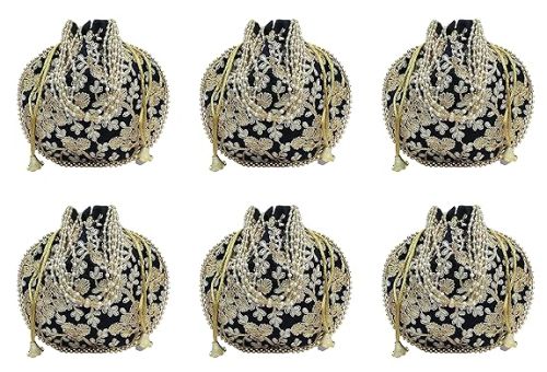 Athizay Polyester Plain Ptlcombo603 Black Potli Bags, Technics : Attractive Pattern, Handloom, Washed