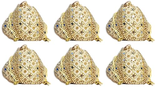 White Ptlcombo605 6 Pcs Potli Bags, Technics : Attractive Pattern, Handloom, Washed