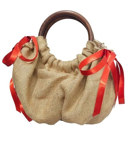 Plain Golden Jute Athizay woodpotli32 Potli Bag, For Industrial, Size : 25.4 X 22.9 X 2.5 Centimeters