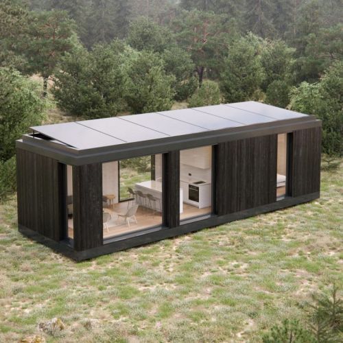 Rectangular Polished Metal Contemporary Prefab House