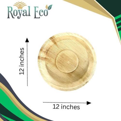 Creamy Biodegradable Areca Plate 12 Inch Round, For Serving Food, Size : 12inch
