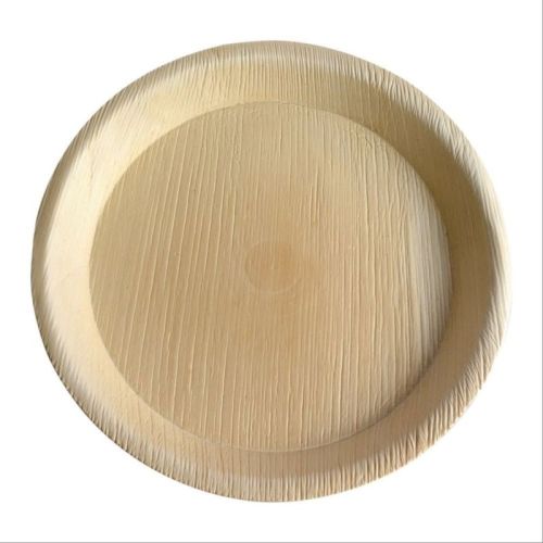 Light Brown Areca Leaf Plate Round 12 Inch, For Serving Food