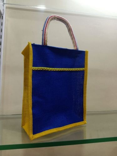 Blue Jute Lunch Bags, Feature : Fine Quality, Elegant Style, Easy Wash, Attractive Looks