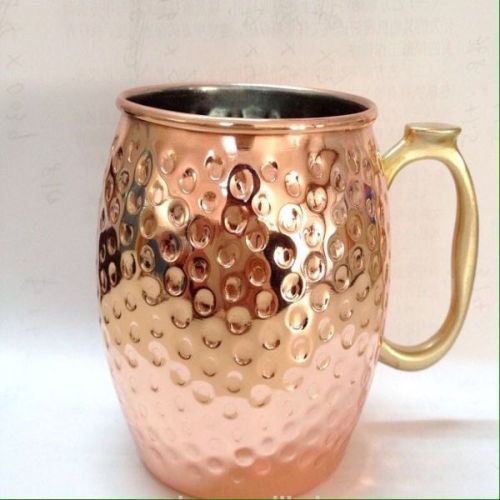 Round Polished Copper Hammered Beer Mugs, Technics : Machine Made