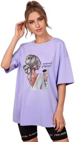 Ladies Oversized Round Neck T-Shirts, Sleeve Style : Half Sleeves