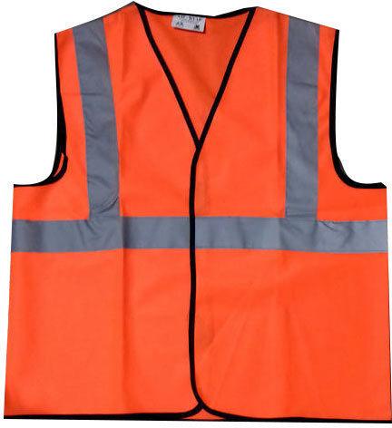 Plain Cotton Reflective Safety Jacket, Color : Orange