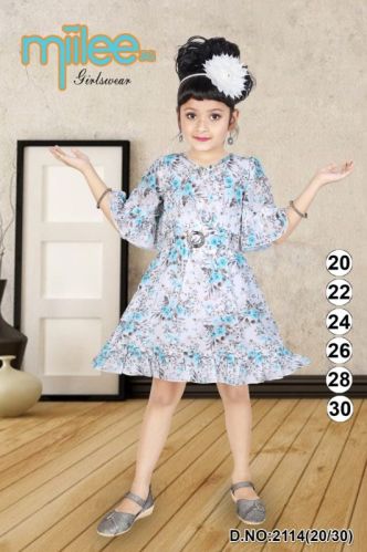 Miilee Saree Girls Frocks, Color : Blue 20-30 Party