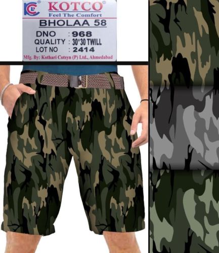 Printed Cotton Military Shorts Fabric, Color : Multicolor Dobby