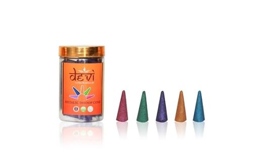 Brown Devi Aroma Metallic Dhoop Cone, For Fragrance, Spiritual Use, Shelf Life : 9months