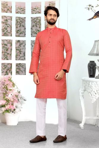 Showlook Jacquard Plain Geometric Festive Kurta Pyjama Set