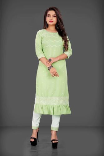 Ladies Embroidered Lakhnavi Kurti Pant Set, Size : XL, XXL