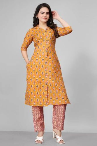 Ladies Stylish Cotton Blend Kurta Pant Set