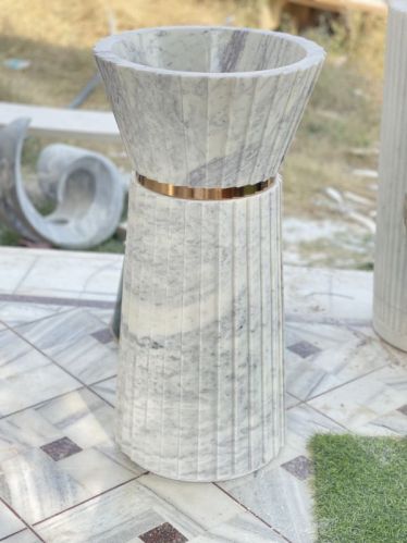Multicolor Aone Round Polished Marble Pedestal Wash Basin, For Home, Hotel, Restaurant, Size : Multisize