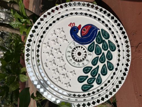 Mud Art Peacock Lippan Art, For Homedecore