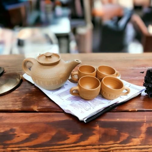 Handcrafted Terracotta Kettle Tea Cup Set, Capacity : 0-3L